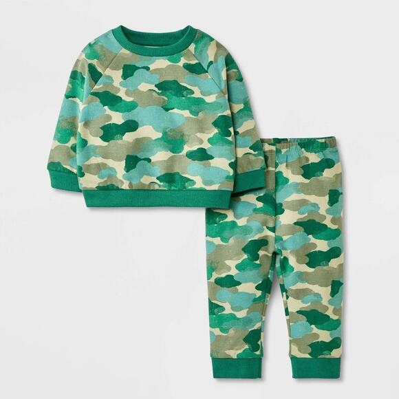 Baby Boys' 2pc Camo Print Sweatshirt & Jogger Set, NWT. - Picture 2 of 3